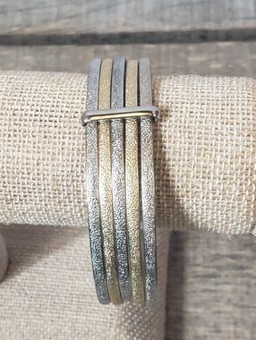 VINTAGE 1970s Multi Stack Bangle Bracelet Mixed Metals